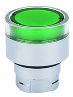 Ex9PB Series Illuminated Light Emitting Diode (LED) Green Momentary Flush Replacement Head