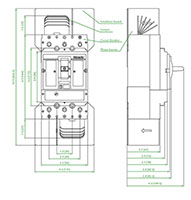 M1PVS Series Connection C - 3 Poles Molded Case Circuit Breakers - Dimensions