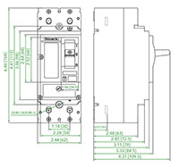 Ex9M1S Series MCCB; Thermal-Magnetic Trip Unit (M1S15T22) - Dimensions