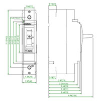 Ex9M2N Series MCCB; Thermal-Magnetic Trip Unit (M2N100T1) - Dimensions