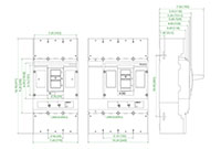 Ex9 Series M5 Bus Bar and Lug Line/Load Side Connection Molded Case Circuit Breakers - Dimensions