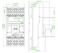 Ex9M6S Series MCCB; Thermal-Magnetic Trip Unit - Dimensions