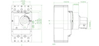 M1 Gray/Green IEC Closed Coupled Rotary Handle (RHD21N1) - Dimensions