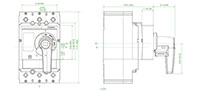 M2 Gray/Green IEC Closed Coupled Rotary Handle (RHD22N1) - Dimensions