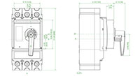 M3 Gray/Green IEC Closed Coupled Rotary Handle (RHD23N1) - Dimensions