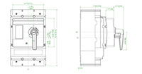 M4 Gray/Green IEC Closed Coupled Rotary Handle (RHD24N1) - Dimensions