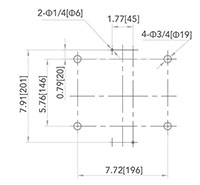 M1/M2/M3/M4/M5, NEMA Flange Mechanism Handle (OM23) - Dimensions