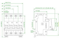 B1E Series 1-Pole, 1 Ampere (A) Rated Current Supplementary Protector (B1E1B1) - Dimensions