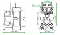 Ex9C Series 3-Poles, 24 Volt (V) Alternating Current (AC) Coil Voltage, and 9 Ampere (A) Current Standard IEC Contactor (Ex9C0911B7) - Dimensions