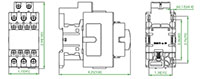 Ex9C Series 3-Poles, 110 Volt (V) Alternating Current (AC) Coil Voltage, and 25 Ampere (A) Current Standard IEC Contactor (Ex9C2511F7) - Dimensions