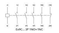 Ex9C Series 40 to 100 Ampere (A) Current Standard IEC Contactors - Wiring Diagram