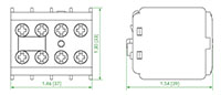 Ex9CD/CM Series 2 Normally Closed (NC) Front Mount Auxiliary Contactor (AXB02) - Dimensions