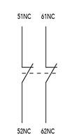 Ex9CD/CM Series 2 Normally Closed (NC) Front Mount Auxiliary Contactor (AXB02) - Wiring Diagram