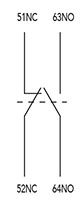 Ex9CD/CM Series 1 Normally Open (NO) + 1 Normally Closed (NC) Front Mount Auxiliary Contactor (AXB11) - Wiring Diagram