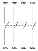 Ex9CD/CM Series 4 Normally Closed (NC) Front Mount Auxiliary Contactor (AXB04) - Wiring Diagram