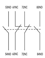 Ex9CD/CM Series 2 Normally Open (NO) + Normally Closed (NC) Front Mount Auxiliary Contactor (AXB22) - Wiring Diagram