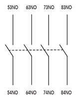 Ex9CD/CM Series 4 Normally Open (NO) Front Mount Auxiliary Contactor (AXB40) - Wiring Diagram