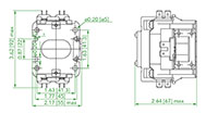 Ex9CK Series 1-Pole, 24 Volt (V) Alternating Current (AC) Coil Voltage, and 20 Ampere (A) Current Lug Definite Purpose Contactor (Ex9CK20B10B7) - Dimensions