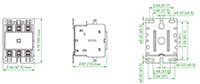 Ex9CK Series 3-Poles, 24 Volt (V) Alternating Current (AC) Coil Voltage, and 20 Ampere (A) Current Lug Definite Purpose Contactor (Ex9CK20B30B7) - Dimensions