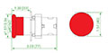 Ex9PBC Series Non-Illuminated Momentary Red 1 Normally Open (NO) Contacts and 40 Millimeter (mm) Diameter Mushroom Head Pushbutton (Ex9PBC41) - Dimensions