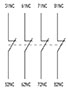 Ex9CD/CM Series 4 Normally Closed (NC) Front Mount Auxiliary Contactor (AXB04) - Wiring Diagram