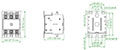 Ex9CK Series 3-Poles, 24 Volt (V) Alternating Current (AC) Coil Voltage, and 20 Ampere (A) Current Lug Definite Purpose Contactor (Ex9CK20B30B7) - Dimensions